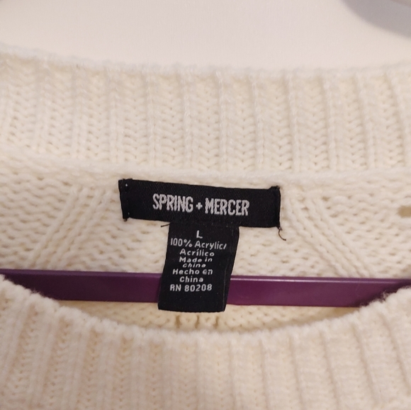 Spring + Mercer ivory & pearl knit puff sleeve pullover sweater - Picture 8 of 8